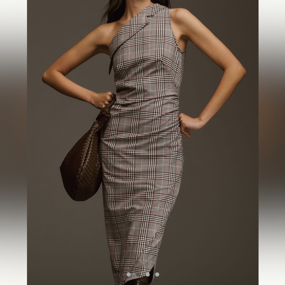 Anthropologie Maeve One Shoulder Asymmetrical Slim Midi Dress